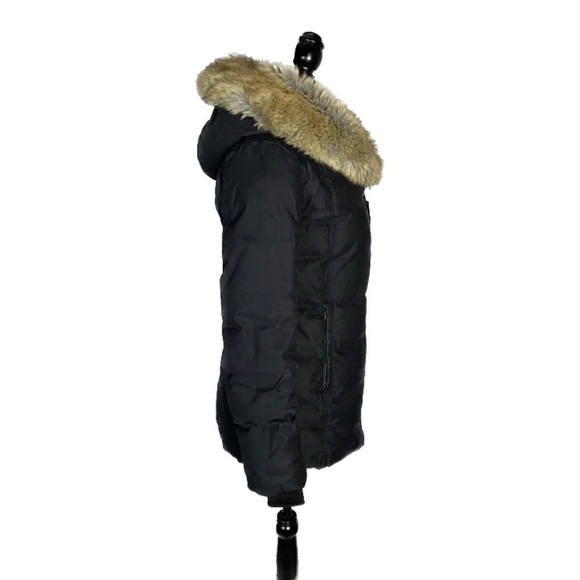 Aritzia Babaton Black Goose Down Faux Fur Hood Winter Parka Jacket - Picture 8 of 16